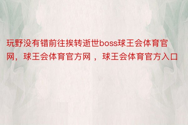 玩野没有错前往挨转逝世boss球王会体育官网，球王会体育官方网 ，球王会体育官方入口