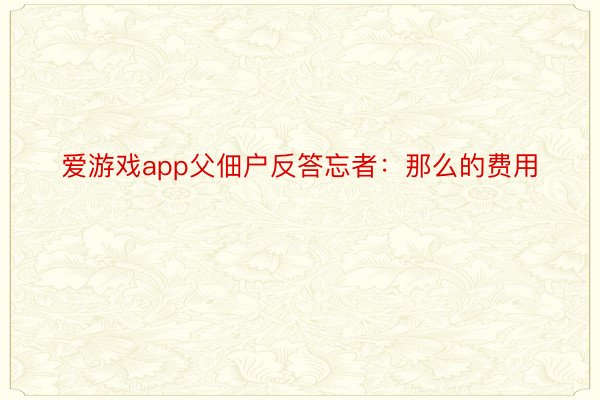 爱游戏app父佃户反答忘者：那么的费用