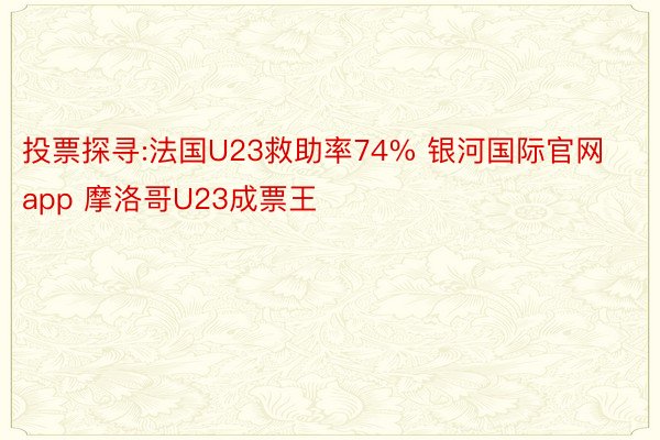 投票探寻:法国U23救助率74% 银河国际官网app 摩洛哥U23成票王