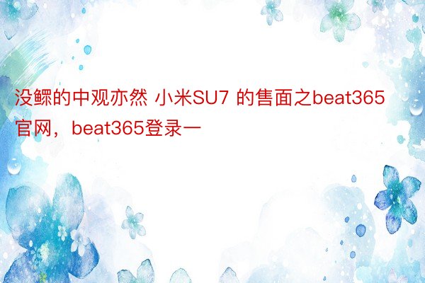 没鳏的中观亦然 小米SU7 的售面之beat365官网，beat365登录一