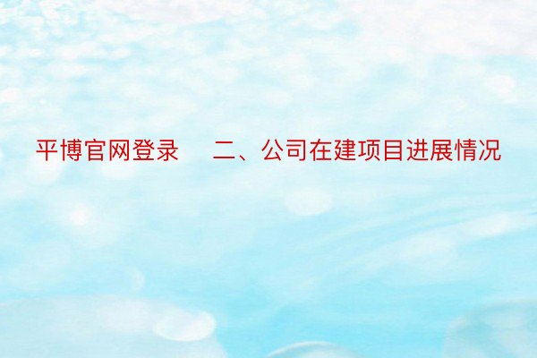 平博官网登录    二、公司在建项目进展情况