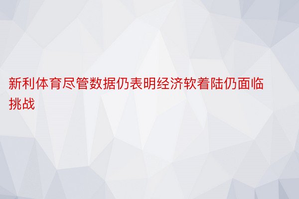 新利体育尽管数据仍表明经济软着陆仍面临挑战