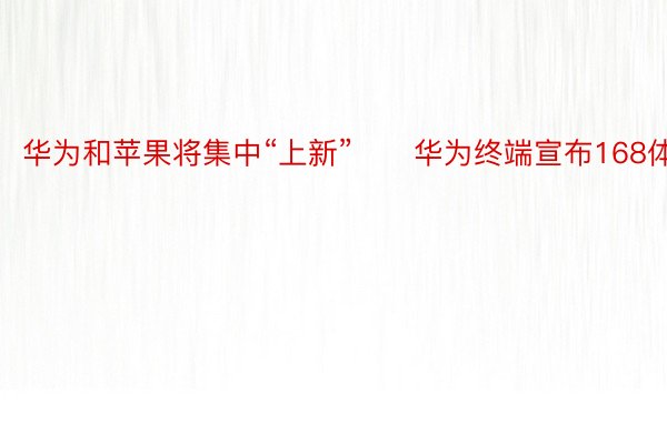 华为和苹果将集中“上新”　　华为终端宣布168体育